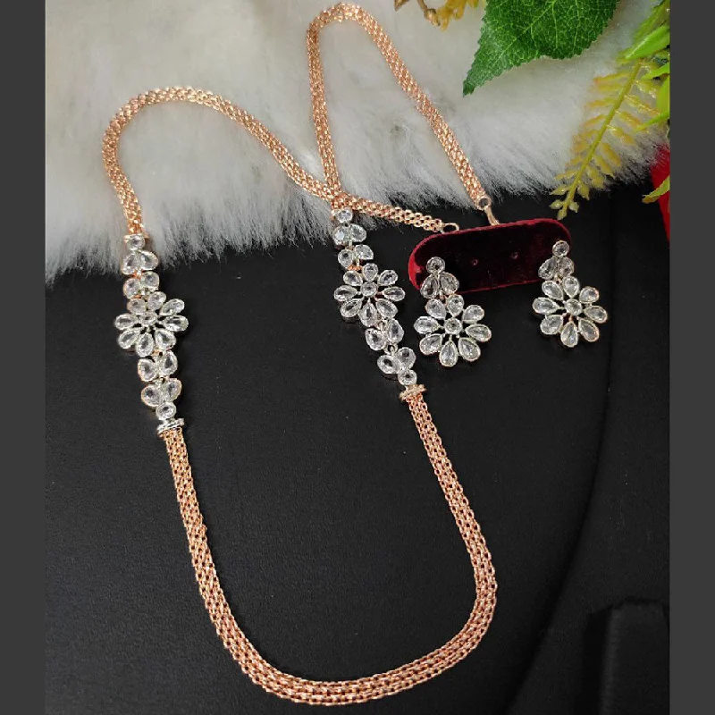 Aamrapali Rose Gold  Plated  AD Necklace Set