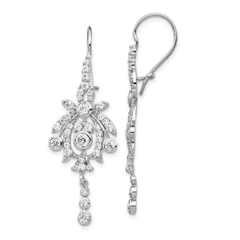 Curata 925 Sterling Silver Dangle Kidney wire CZ Cubic Zirconia Chandelier French Wire Earrings -