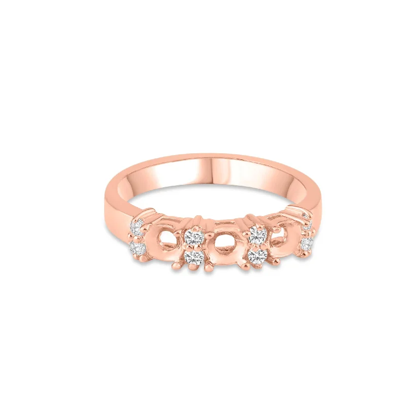 Rose Gold Plated 925 Sterling Silver 3 Mounting Stone Ring with CZ - BGR01210RGP