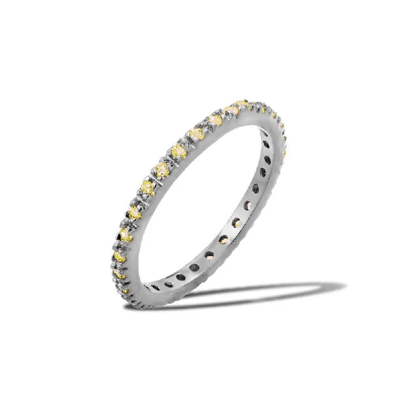 Rhodium Plated 925 Sterling Silver Plated Birthstone Inlay Eternity Ring November - BGR00339NOV