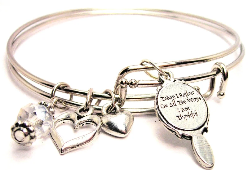 Today I Reflect On All The Ways I Am Thankful Expandable Bangle Bracelet Set