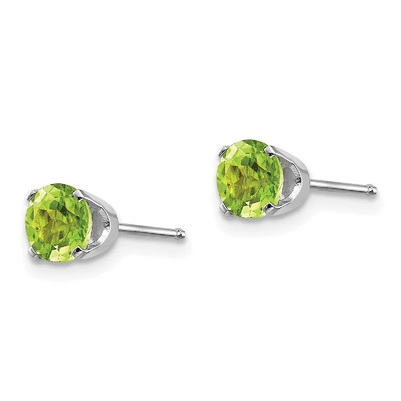 Curata 14k White Gold 5mm Peridot Stud Earrings