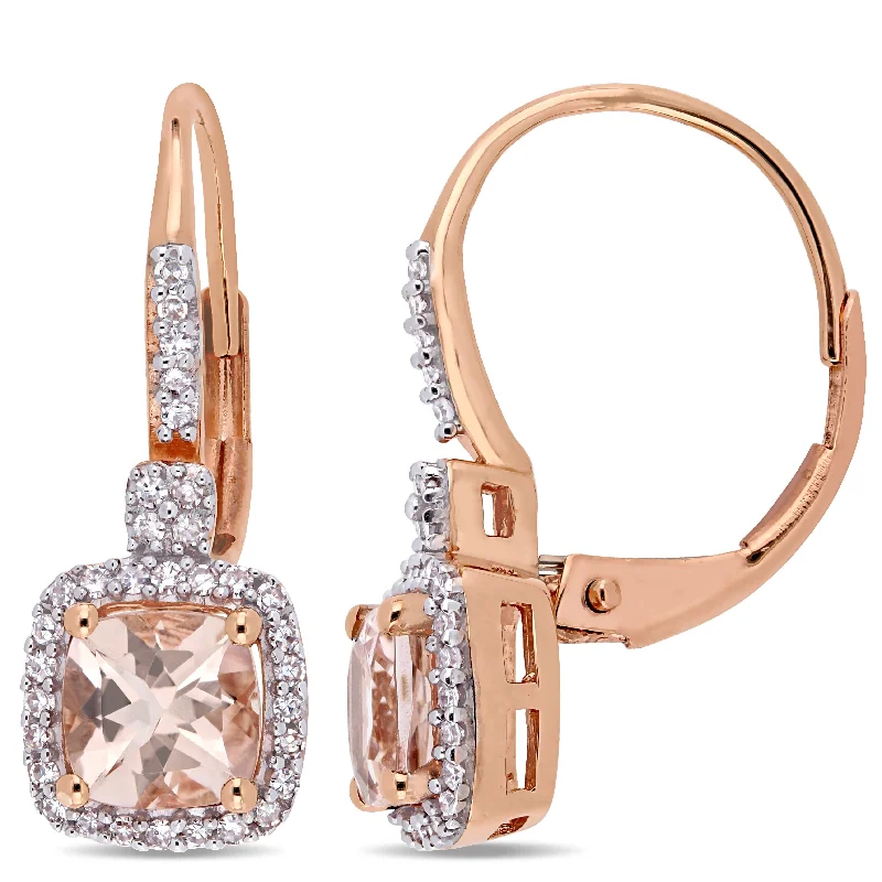 Miadora 10k Rose Gold Morganite and 1/5ct TDW Diamond Earrings (G-H, I1-I2)