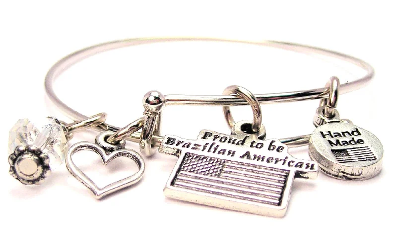 Proud To Be Brazilian American Bangle Bracelet