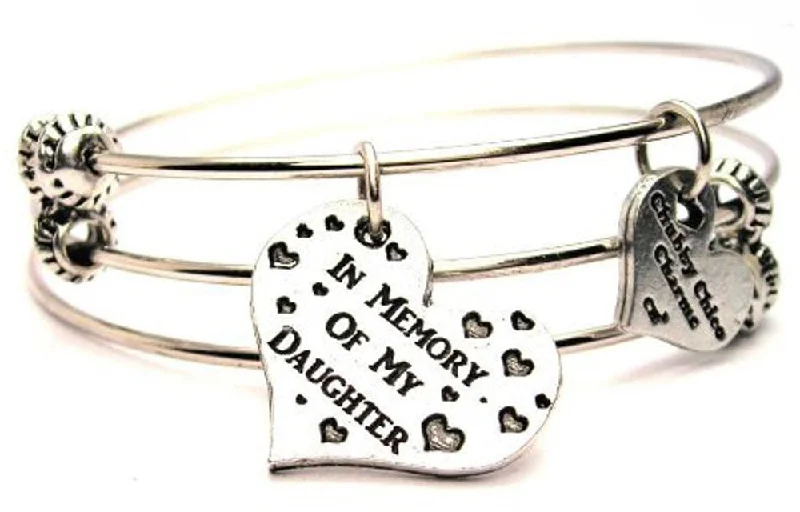 In Memory of My Daughter Triple Style Expandable Bangle Bracelet