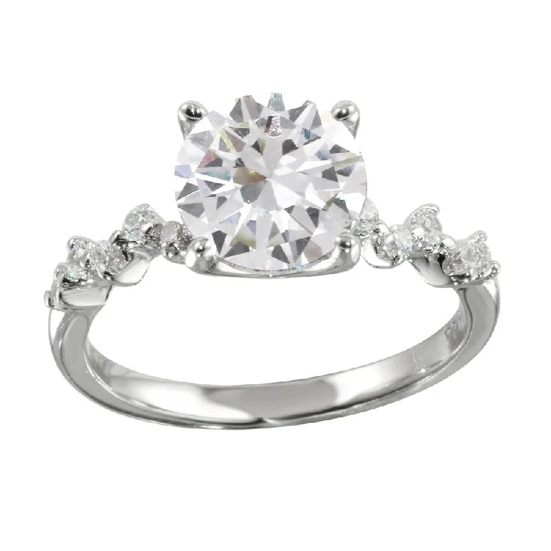 Rhodium Plated 925 Sterling Silver CZ Ring - STR01096