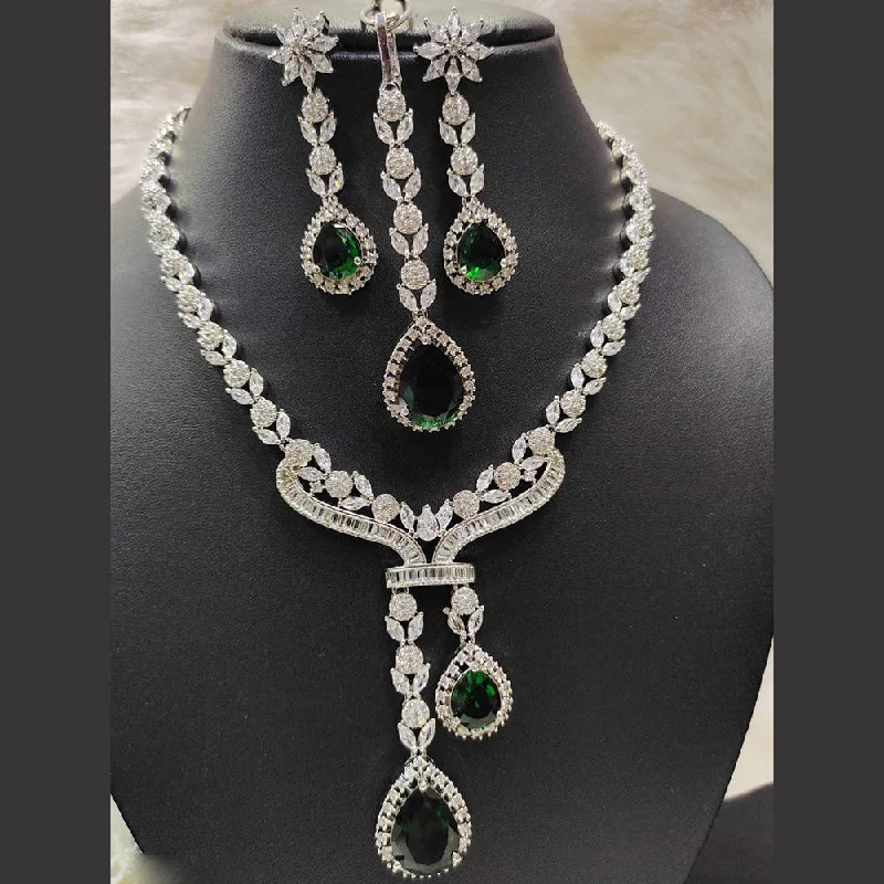 Aamrapali Silver Plated  AD Necklace Set