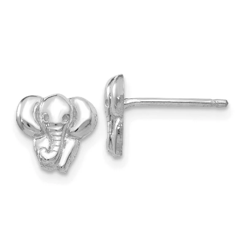 Curata 14k White Gold Elephant Earrings - 7x8mm