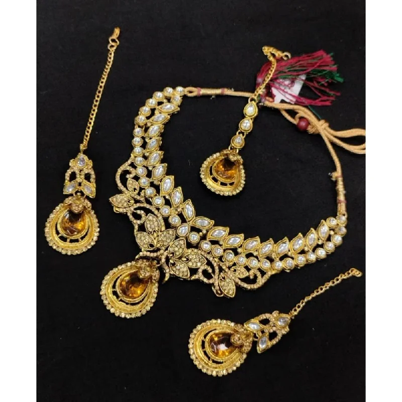 Akruti Collection Gold Plated Kundan Stone  Necklace Set