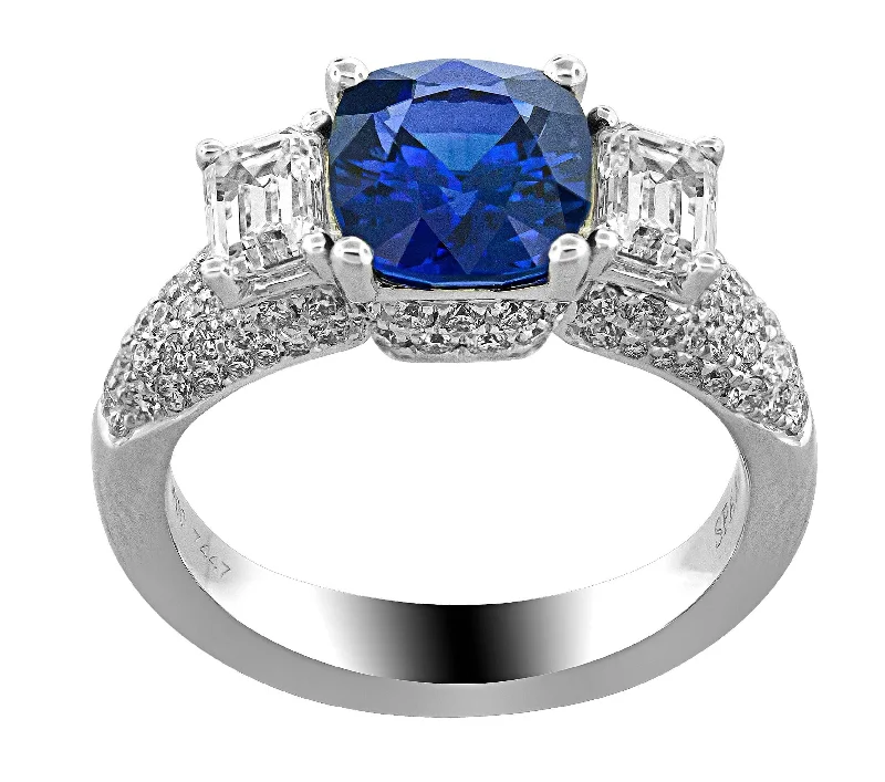 Blue Sapphire and Diamond Ring