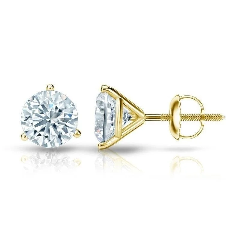 Auriya 2ctw 3 Prong Martini Set Round Diamond Stud Earrings 18kt Gold GIA Certified