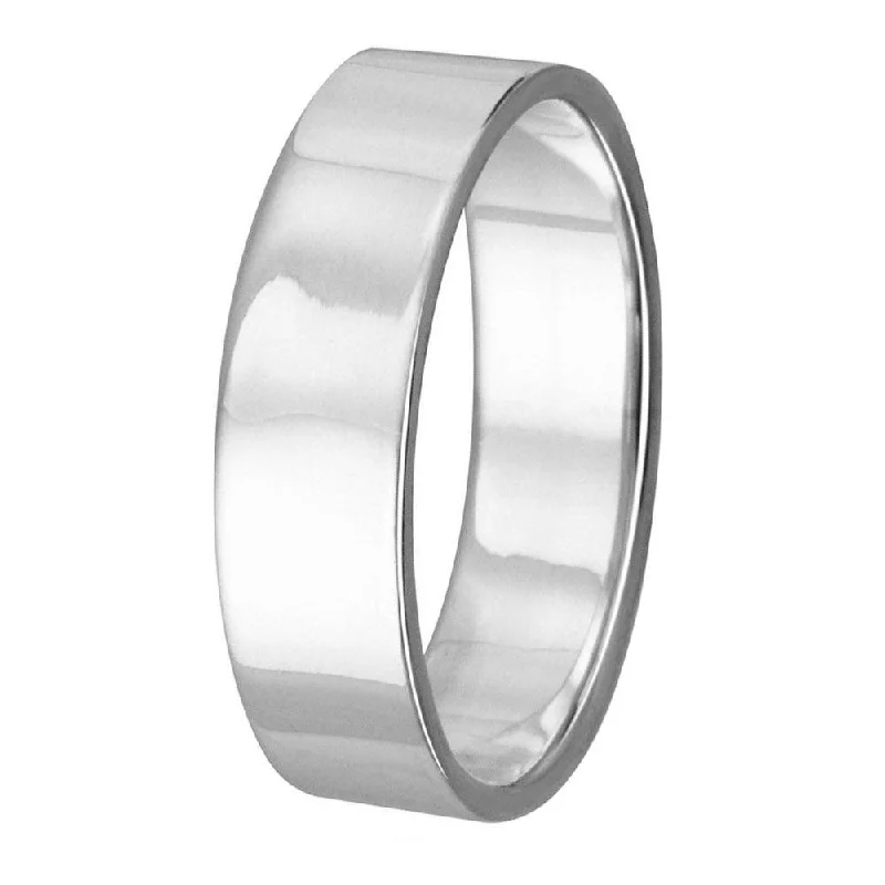 High Polished 925 Sterling Silver Plain Wedding Band Flat Ring - RING02-4MM