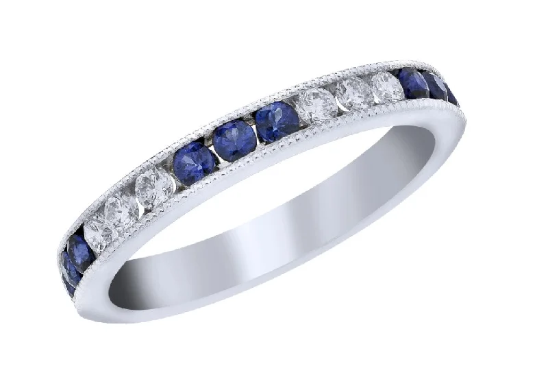 14K White Gold 0.41cttw Sapphire & 0.19cttw VS GH Diamond Ring