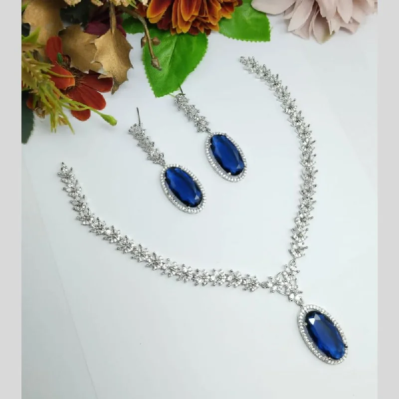 Aamrapali Silver Plated Austrian Stone Necklace Set