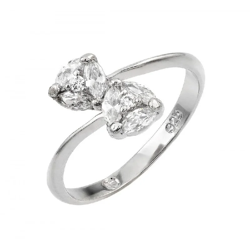 Silver 925 Rhodium Plated Twin CZ Ring - BGR00863