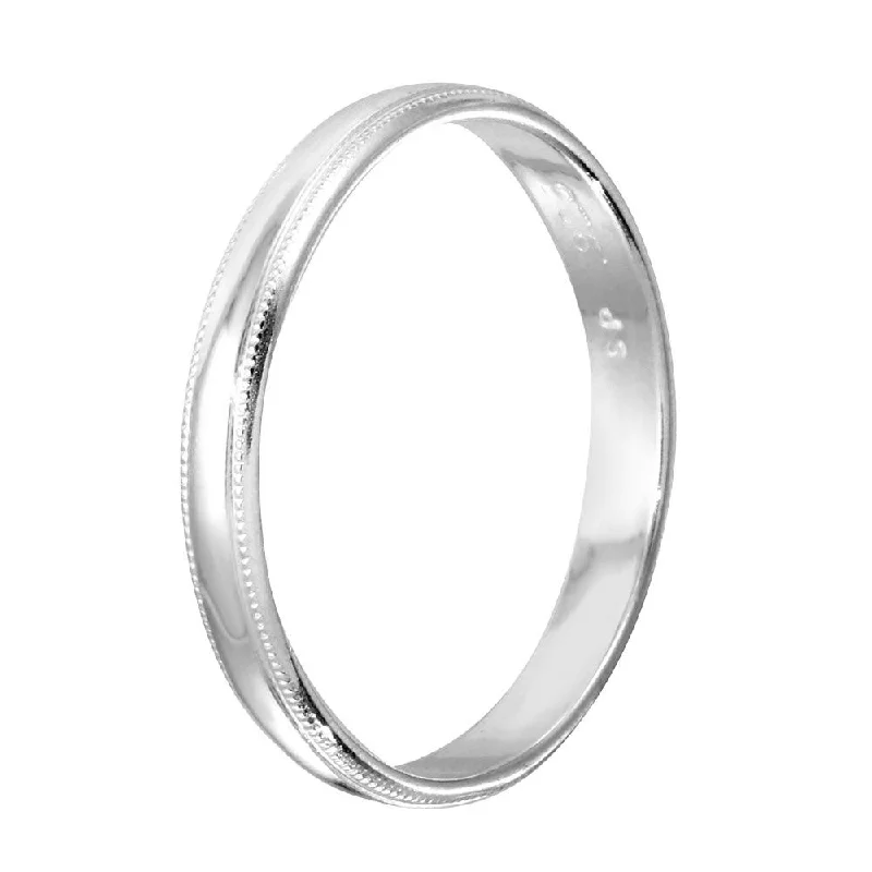 High Polished 925 Sterling Silver Bordered Band Ring - RING04