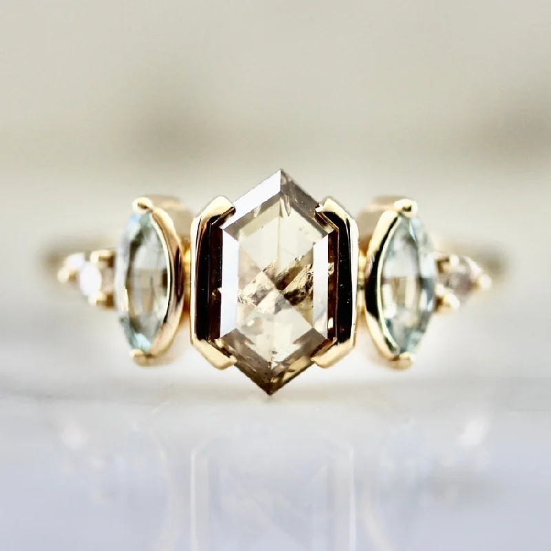 Snickerdoodle Champagne Hexagon Cut Diamond Ring