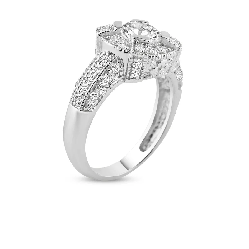 Silver 925 Rhodium Plated Pave CZ Ring - ACR00017