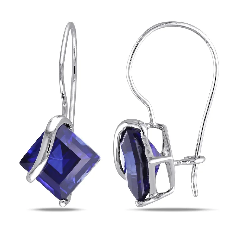 Miadora 10k Gold Created Sapphire Swirl Earrings - Blue