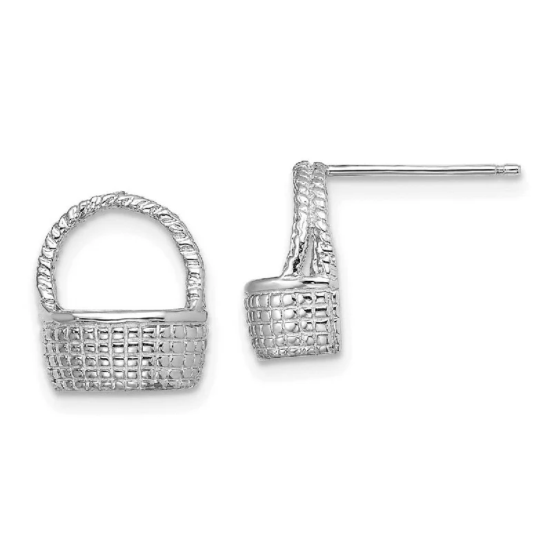 Curata 14k White Gold Basket Post Earrings 2 d 12.1x10.4mm Wide