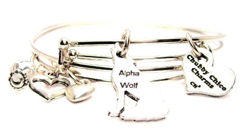 Alpha Wolf Expandable Bangle Bracelet Set