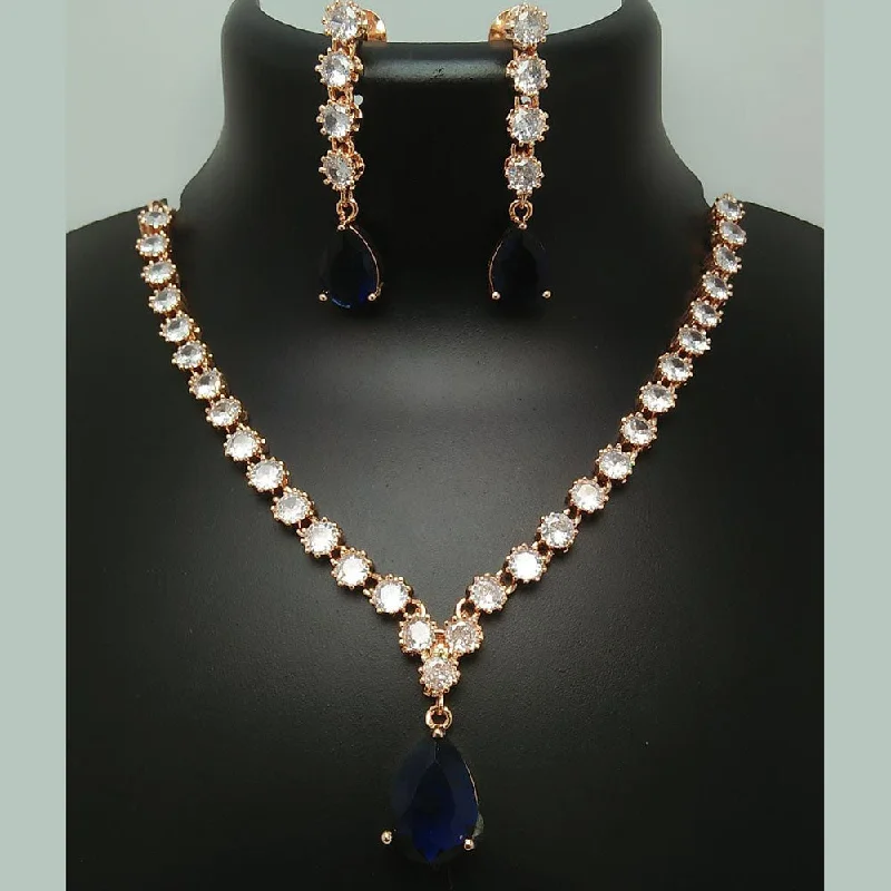 Manisha Jewellery Rose Gold Plated AD Necklace Set