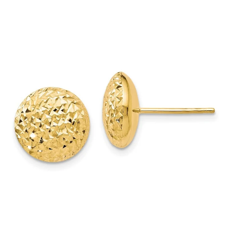 Curata 10k Yellow Gold Textured 11mm Button Post Earrings