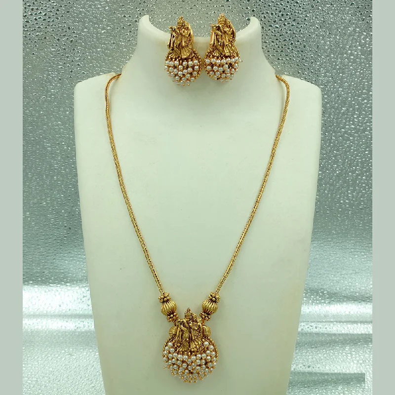 Joyful Jewel Art Matte Gold Plated Pearls Necklace Set