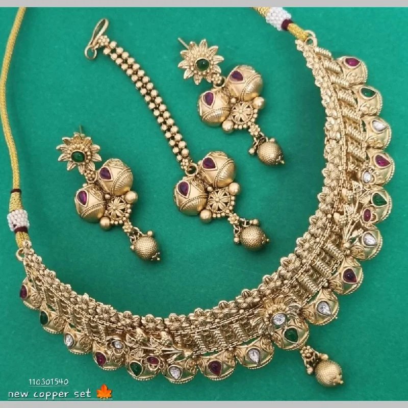 Lucentarts Jewellery Gold Plated Pota Stone And Beads Necklace Set