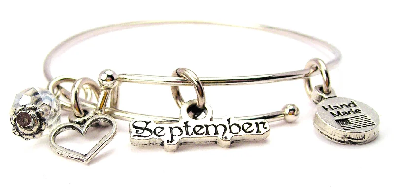 September Outline Expandable Bangle Bracelet