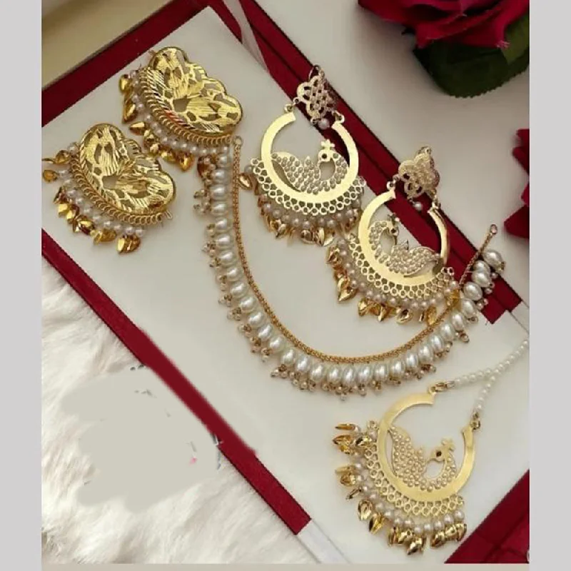 FS Collection Gold Plated Pearl  Necklace Set