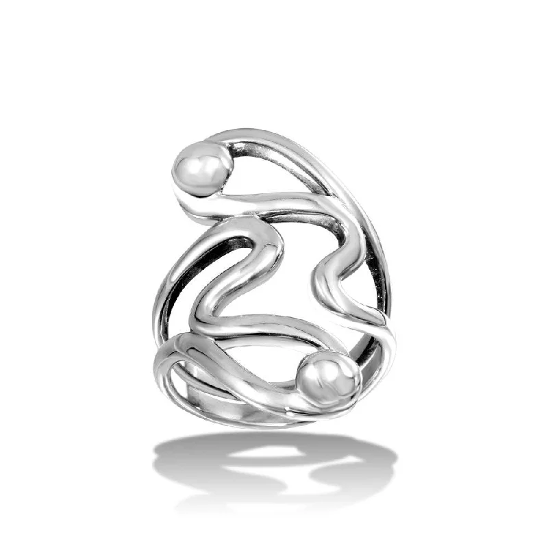 High Polished 925 Sterling Silver Abstract Wrap Ring - CR00717