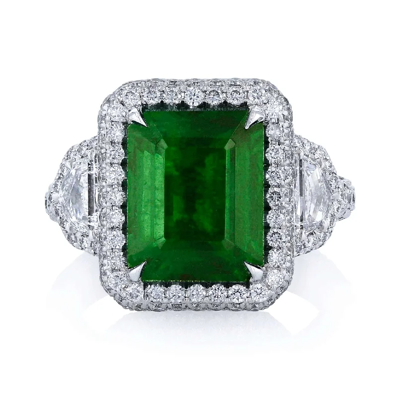 Emerald Micro Pave Diamond Ring