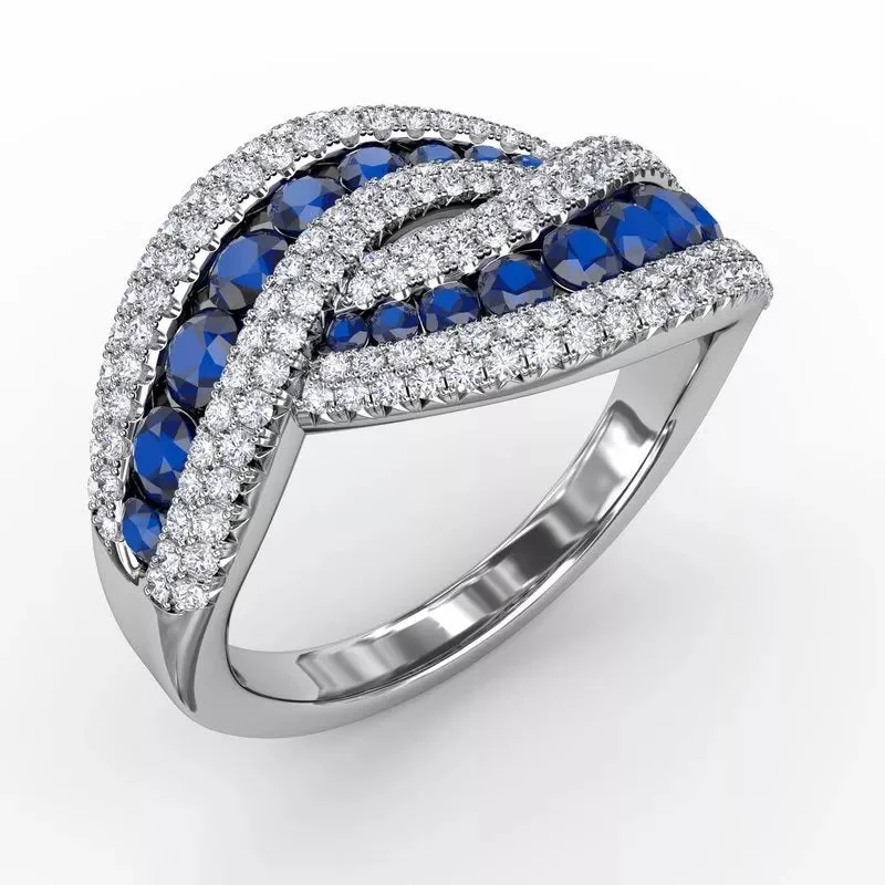 "Intertwining Love" Sapphire and Diamond Ring