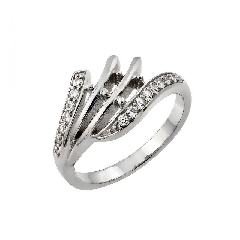 Silver 925 Rhodium Plated Clear CZ Inlay Ring - STR00961