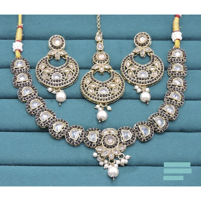 Akruti Collection Gold Plated Crystal Stone And Pearls Necklace Set