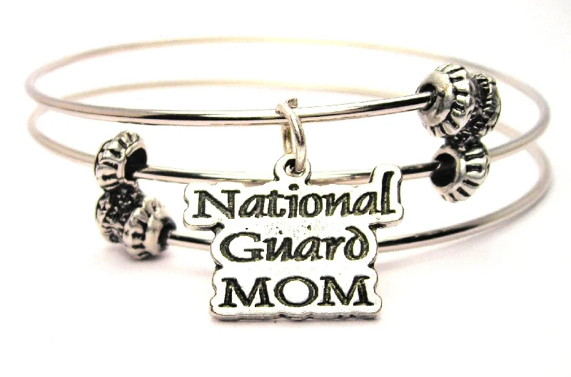 National Guard Mom Triple Style Expandable Bangle Bracelet