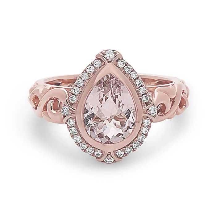 Charles Krypell Pastel Collection Morganite and Diamond Ring in 18K Rose Gold