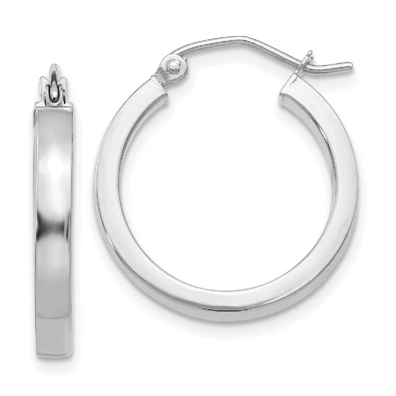 Curata 14k White Gold Polished 20x3mm Rectangle Tube Hoop Earrings