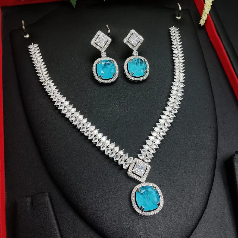 Aamrapali Silver Plated  AD Necklace Set