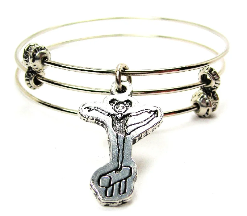 African American Gymnast On Balance Beam Triple Style Expandable Bangle Bracelet