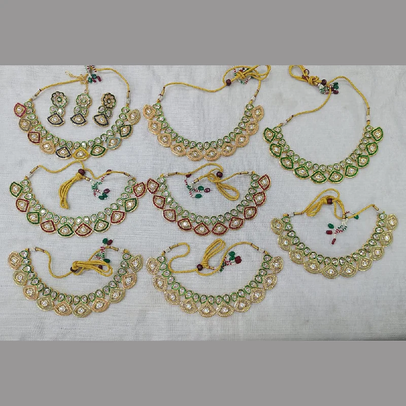 Rani Sati Jewels Gold Plated Polki Kundan Necklace Set