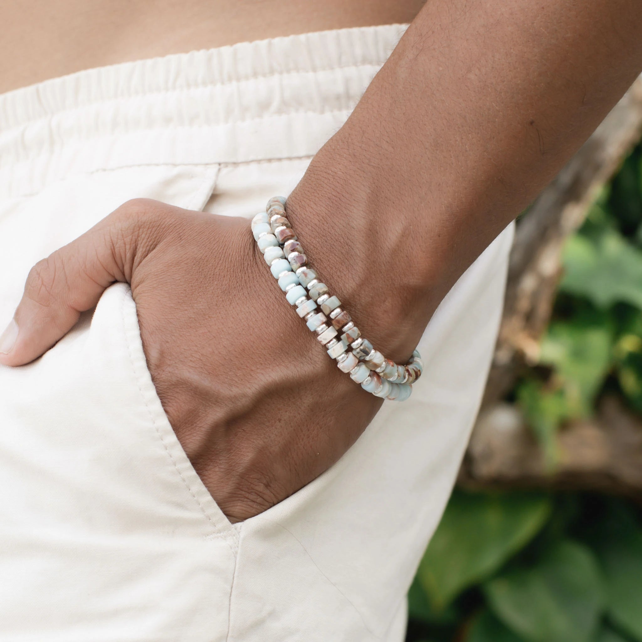 Ubud Stone Beaded Bracelet Aqua