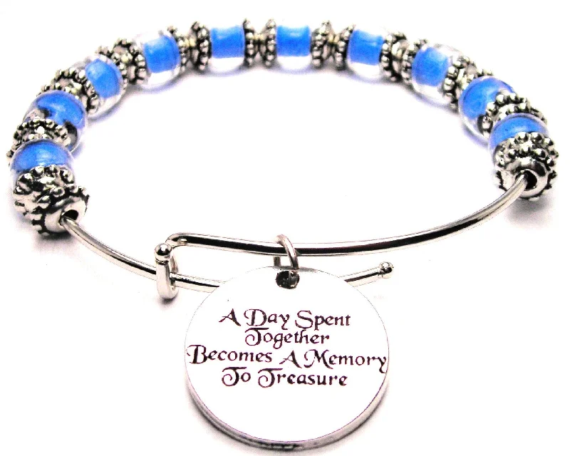 A Day Spent Together Becomes A Memory To Treasure 9mm Glass Beaded Single Bracelet