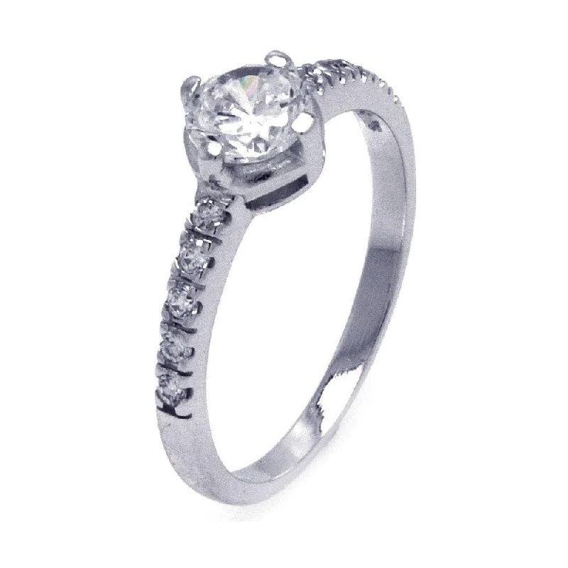 Silver 925 Rhodium Plated CZ Engagement Ring - STR00789