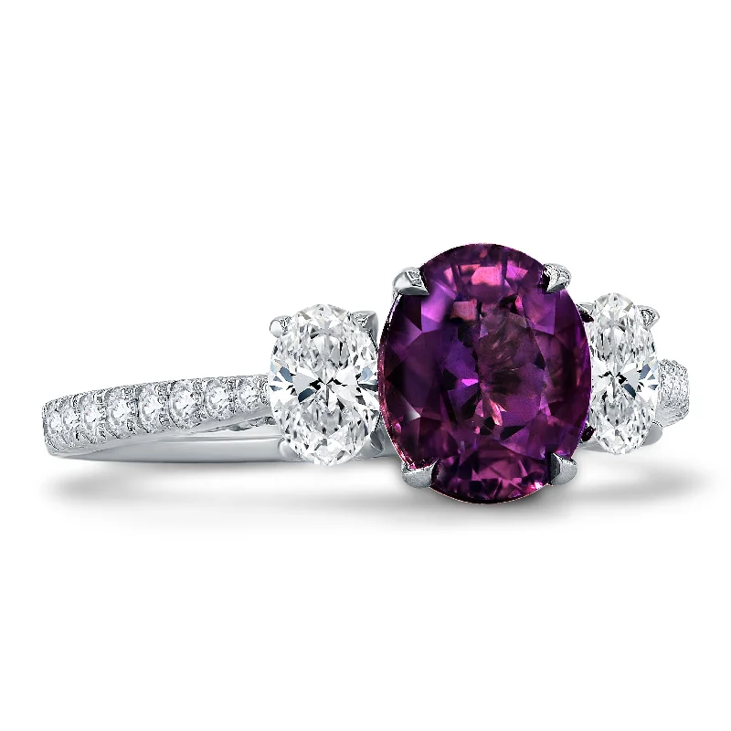 Oval Purple Sapphire and Diamond Ring