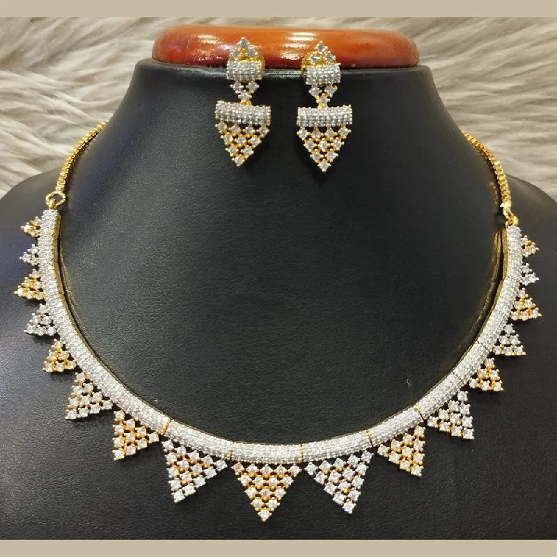 Jain Jewellers Gold Plated AD Necklace Set