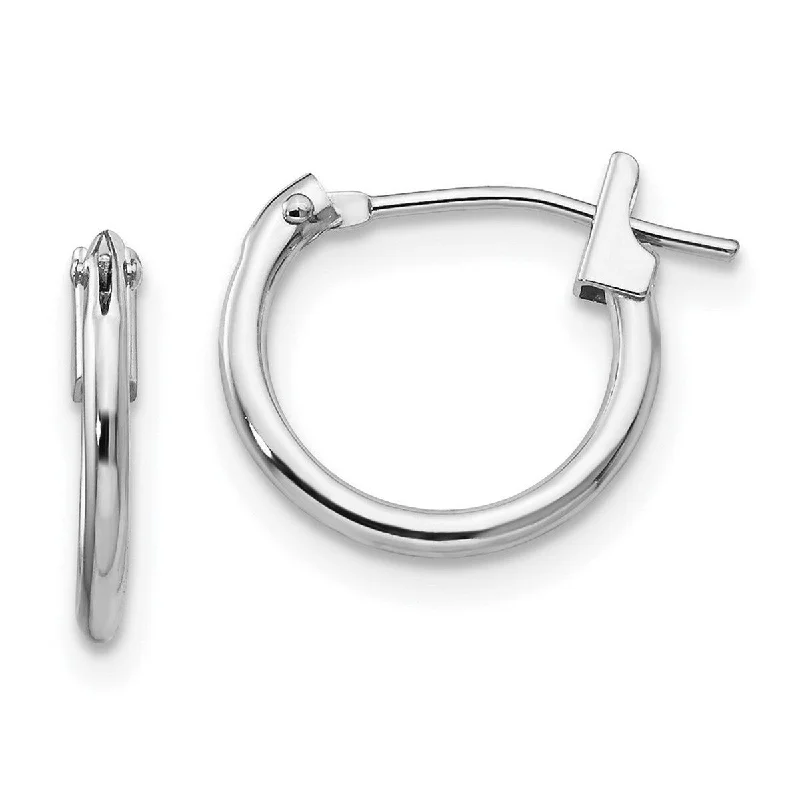 Curata 14k White Gold Small Polished 1.25x12mm Hoop Earrings