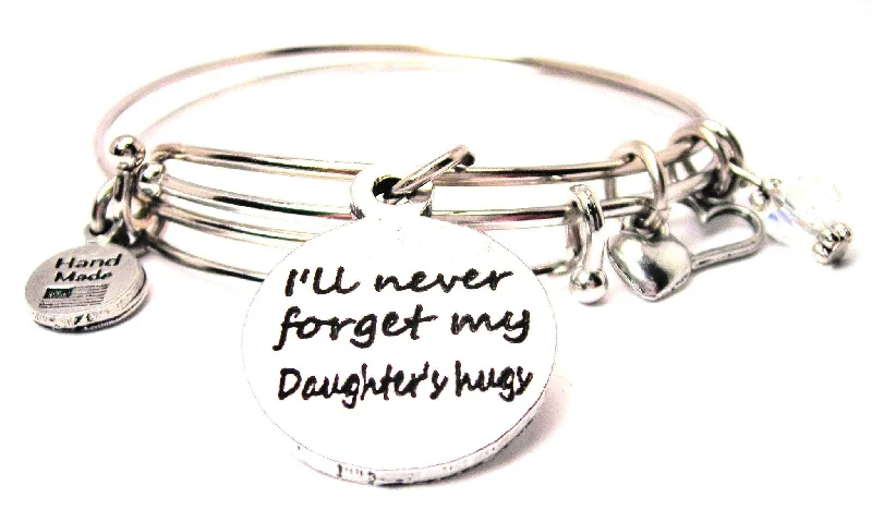 I'll Never Forget My Daughters Hugs Expandable Bangle Bracelet Set