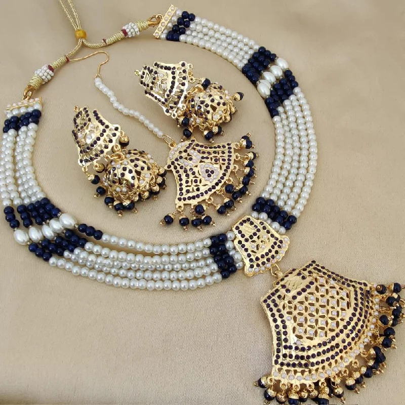 FS Collection Gold Plated Pearl Necklace Set